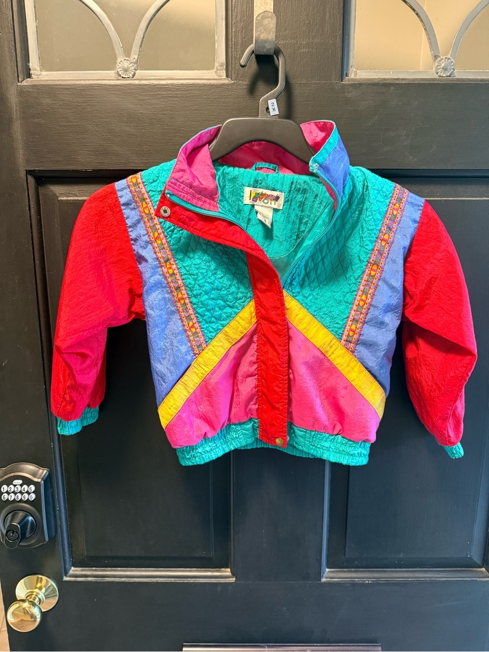 VINTAGE Avon Teal and Pink Colorblock Jacket